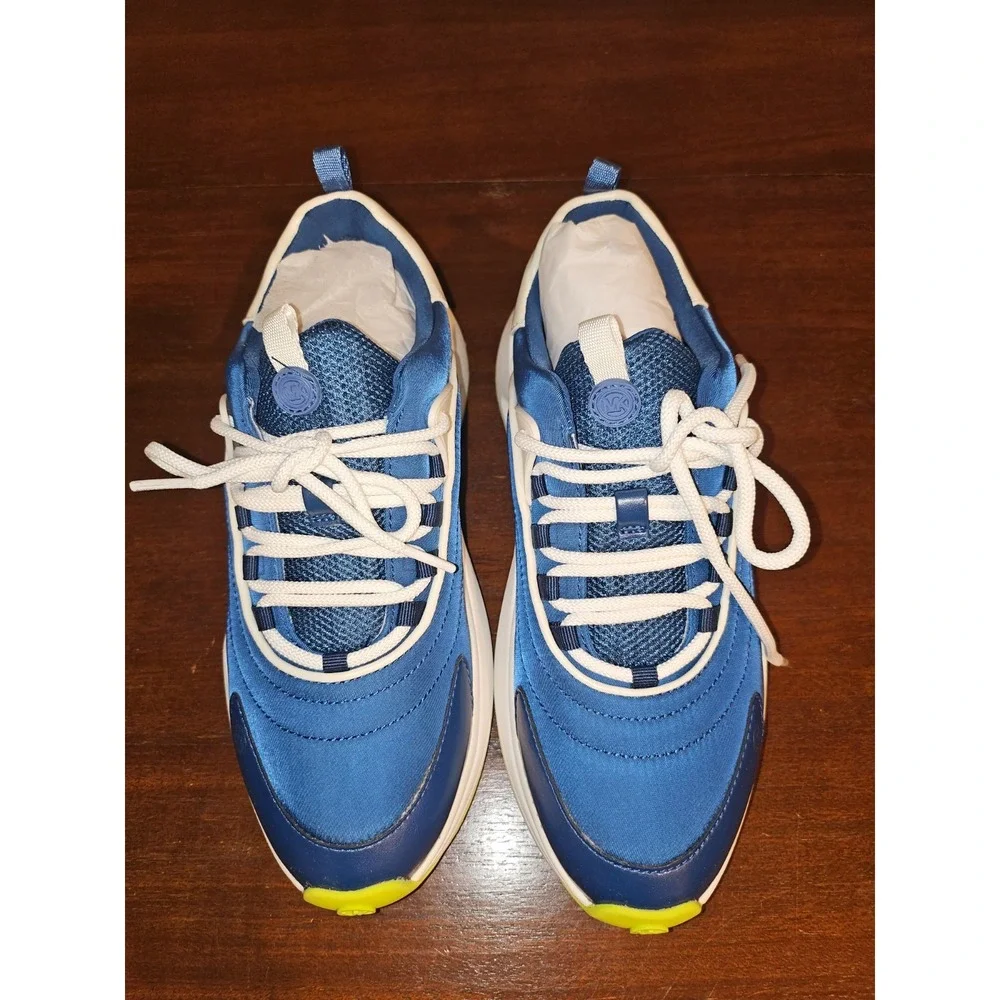 Michael Kors‎ Dara Sneakers Color Block Nylon Trainer Blue Sporty Neon Trim 7.5